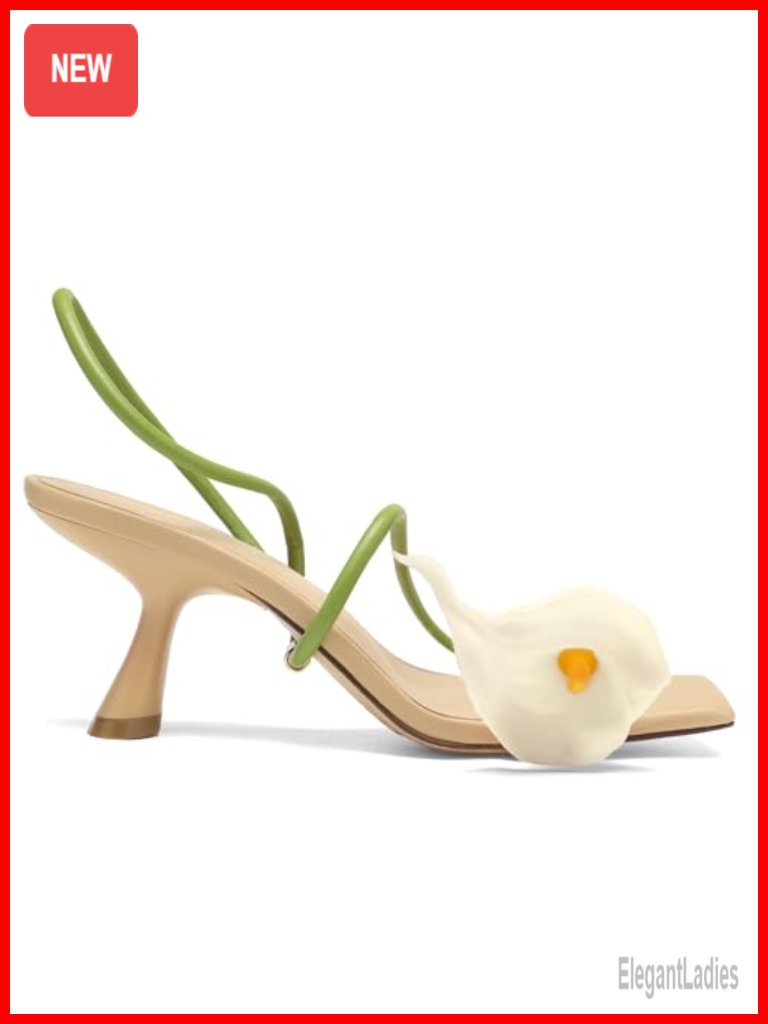 Open Square Toe Floral Kitten Heel Sandals Low Strappy Wedding Dressy Heels